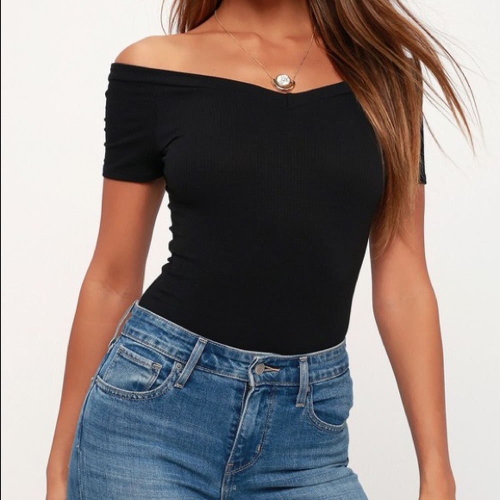 Lulus Sandpiper Black Ribbed Bodysuit